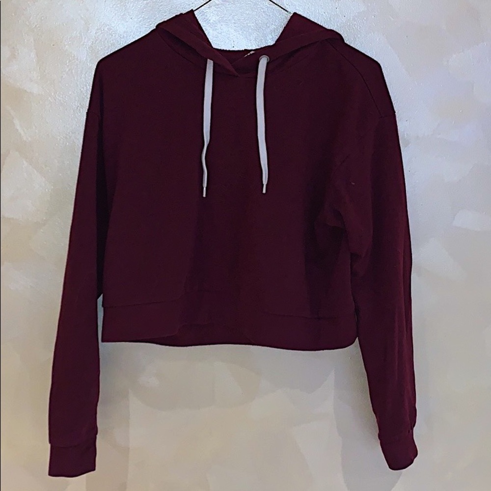 Burgundy Crop Hoodie